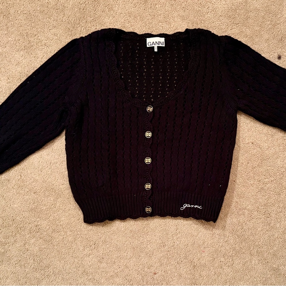 Ganni Deep Purple Button-Up Cardigan